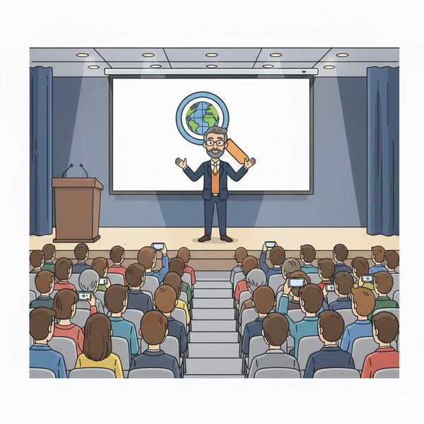 Sales Funnel Professor on stage at SEO conference giving presentation to audience