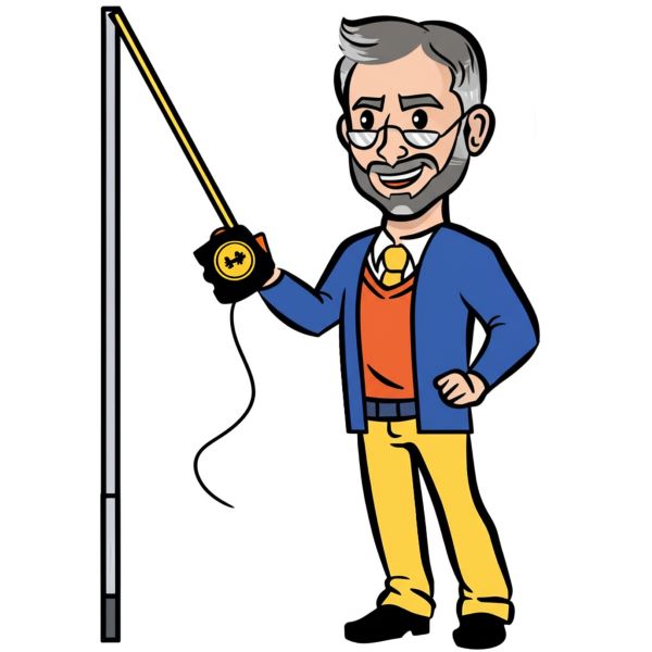Professor measuring a pole